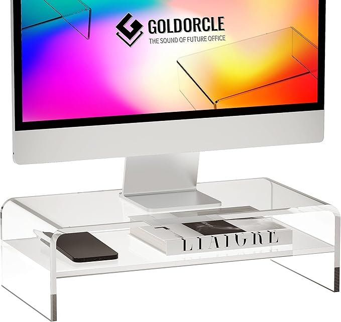 GOLDORCLE 2-Tier Acrylic Monitor Stand Riser